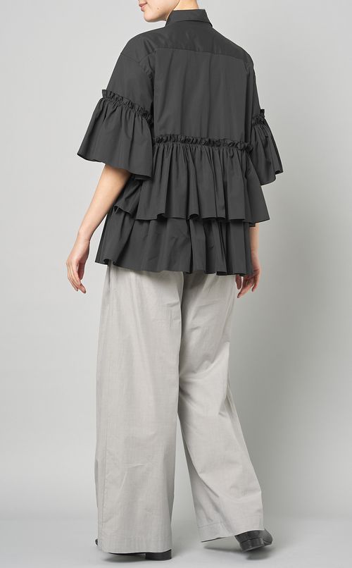 アシンメトリーギャザーブラウス