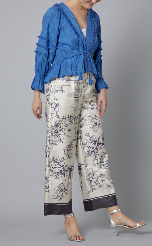 カットジャガードフリンジブラウス