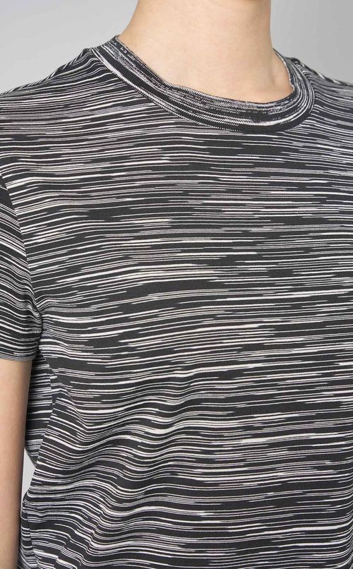 クルーネックボーダージャガードトップス