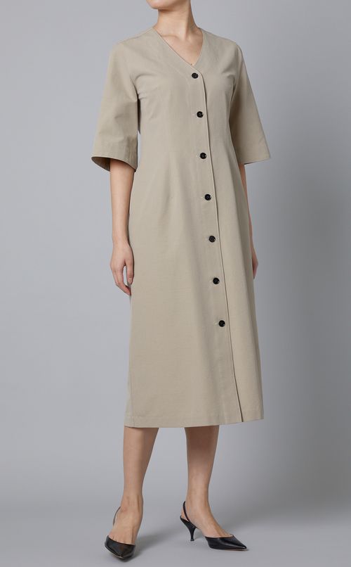 コットンVネックドレス