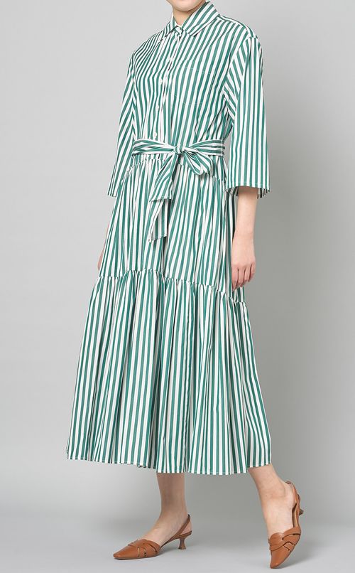 ストライプティアードシャツワンピース