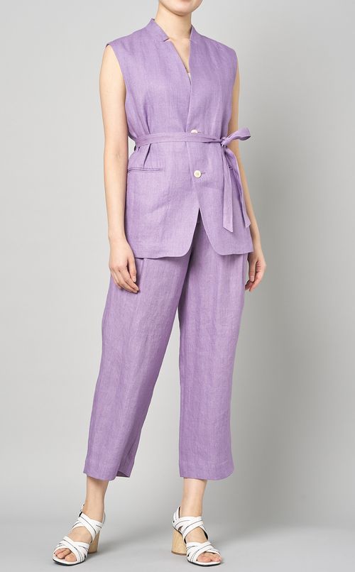 ヘンプツイルタックワイドパンツ