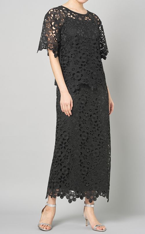 マクラメレース半袖ジャージトップス