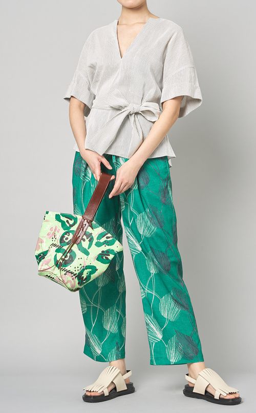 ストライプダブルカフブラウス