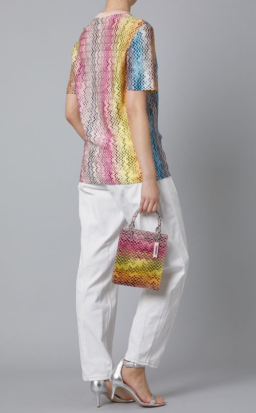 ジャガードクルーネック半袖トップス