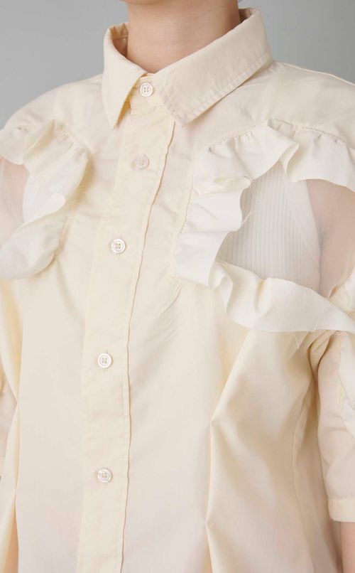 【roop】HOLLOW OUT FRILL SHIRTS