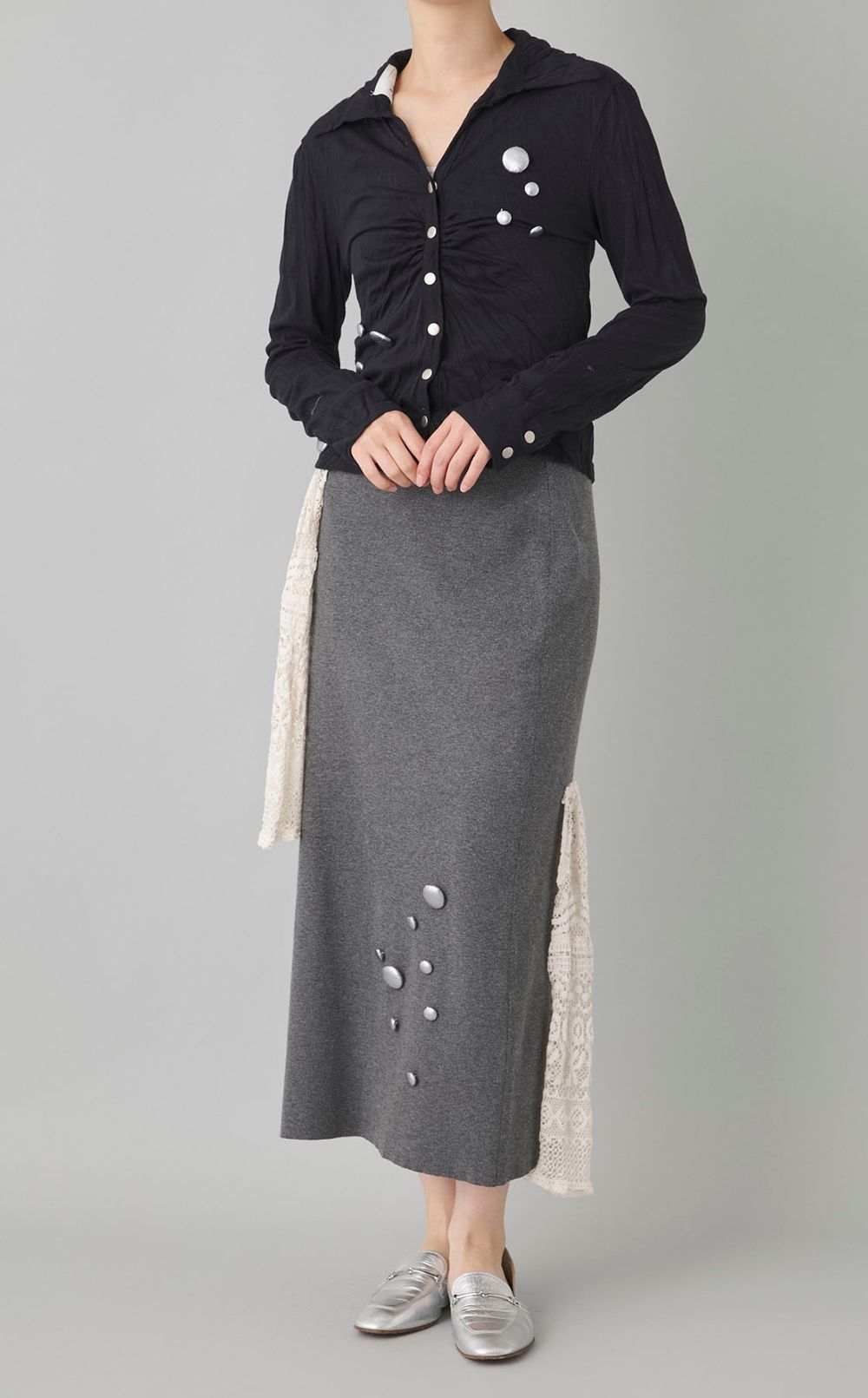 【roop】race glitter knitskirt