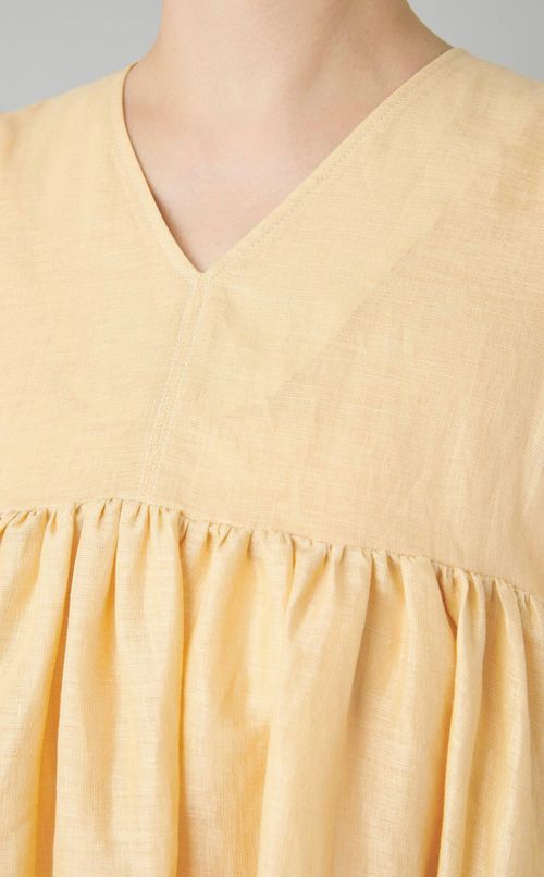 ウォッシャブルリネンペタルドレス