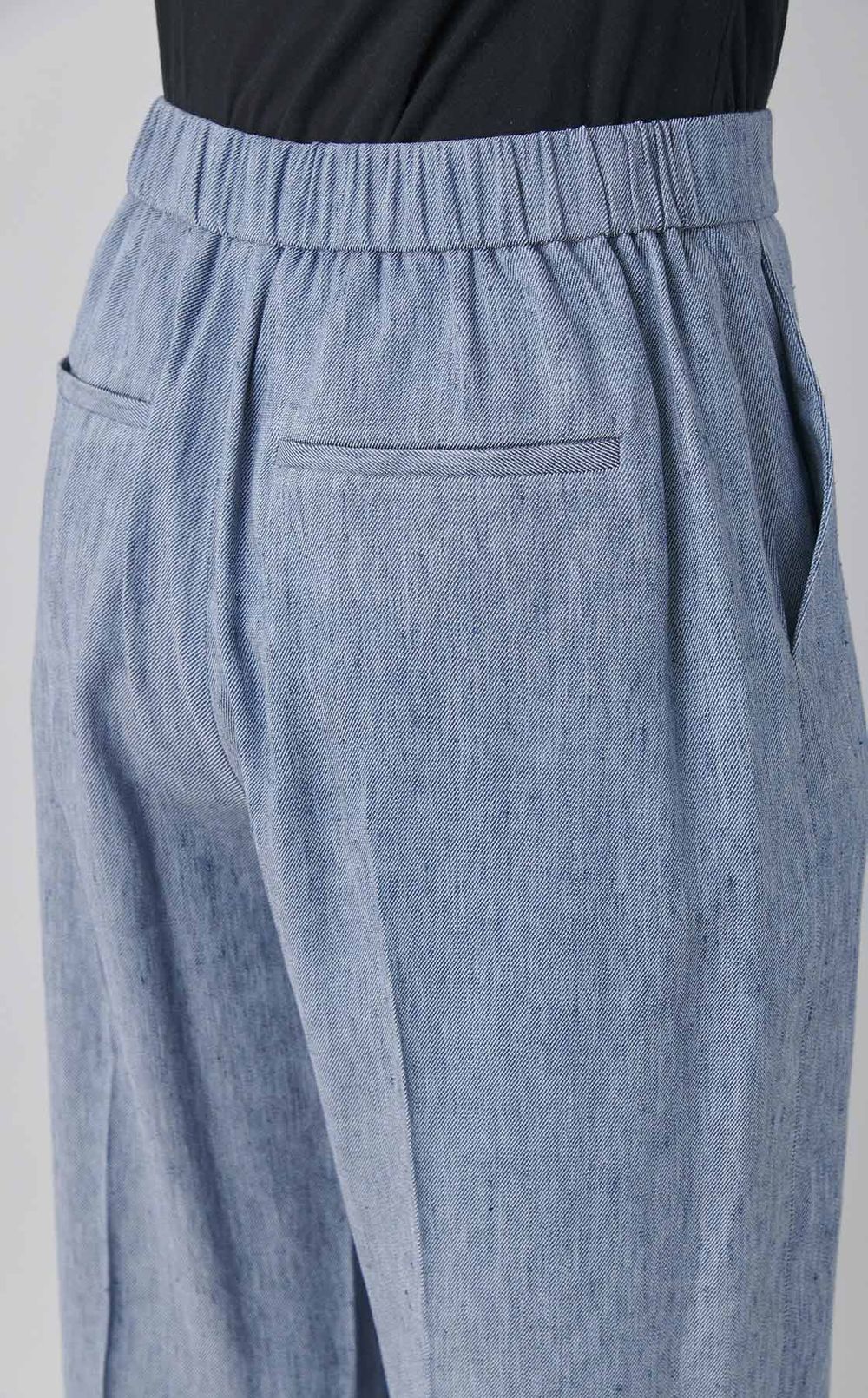 リネンブレンドデニムワイドパンツ