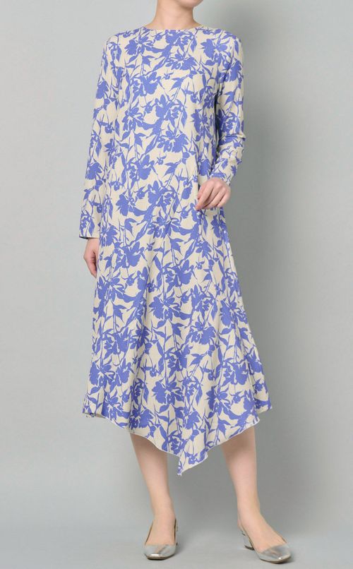 フラワープリントアシンメトリーワンピース