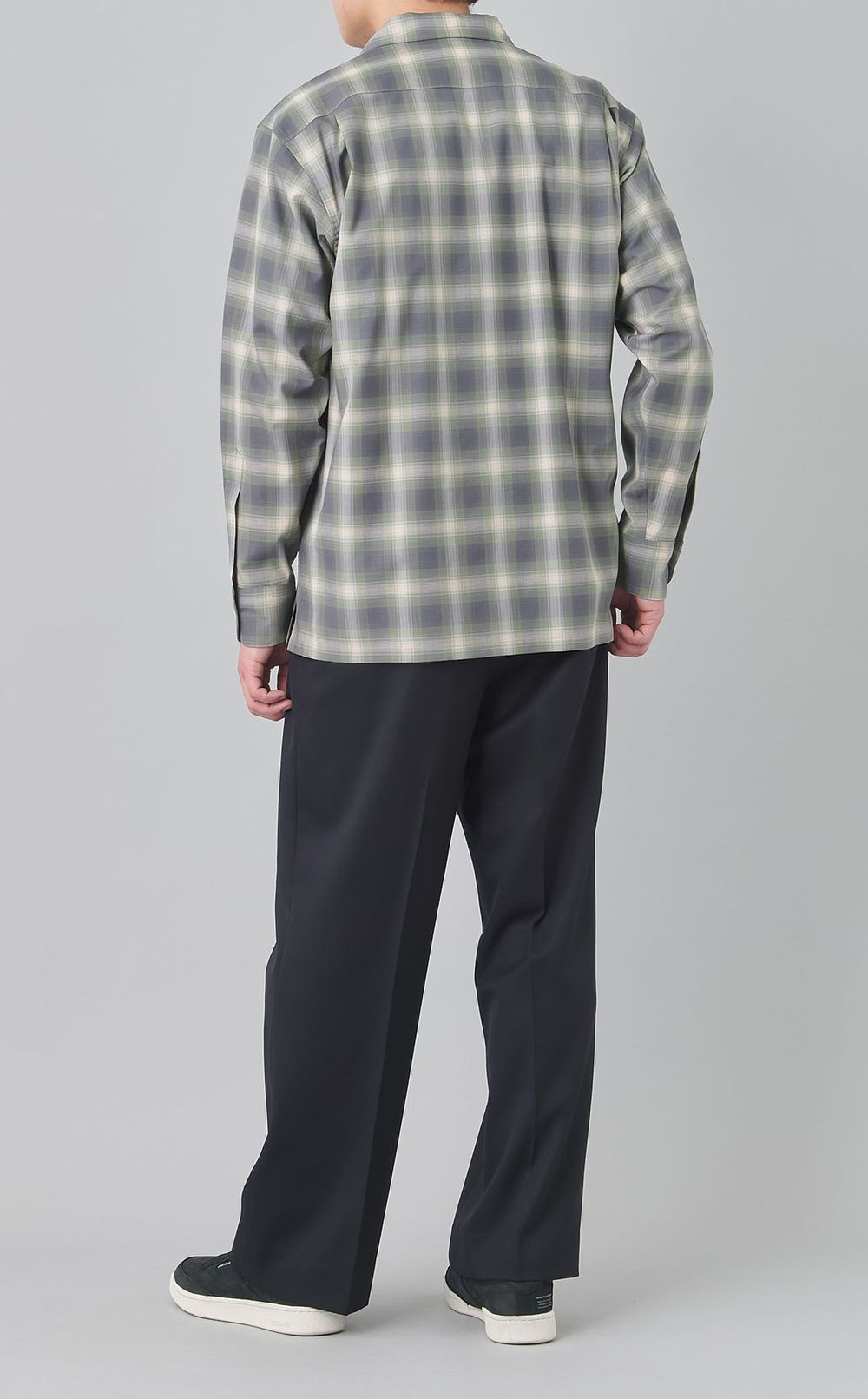 オンブレチェックオープンカラーシャツ