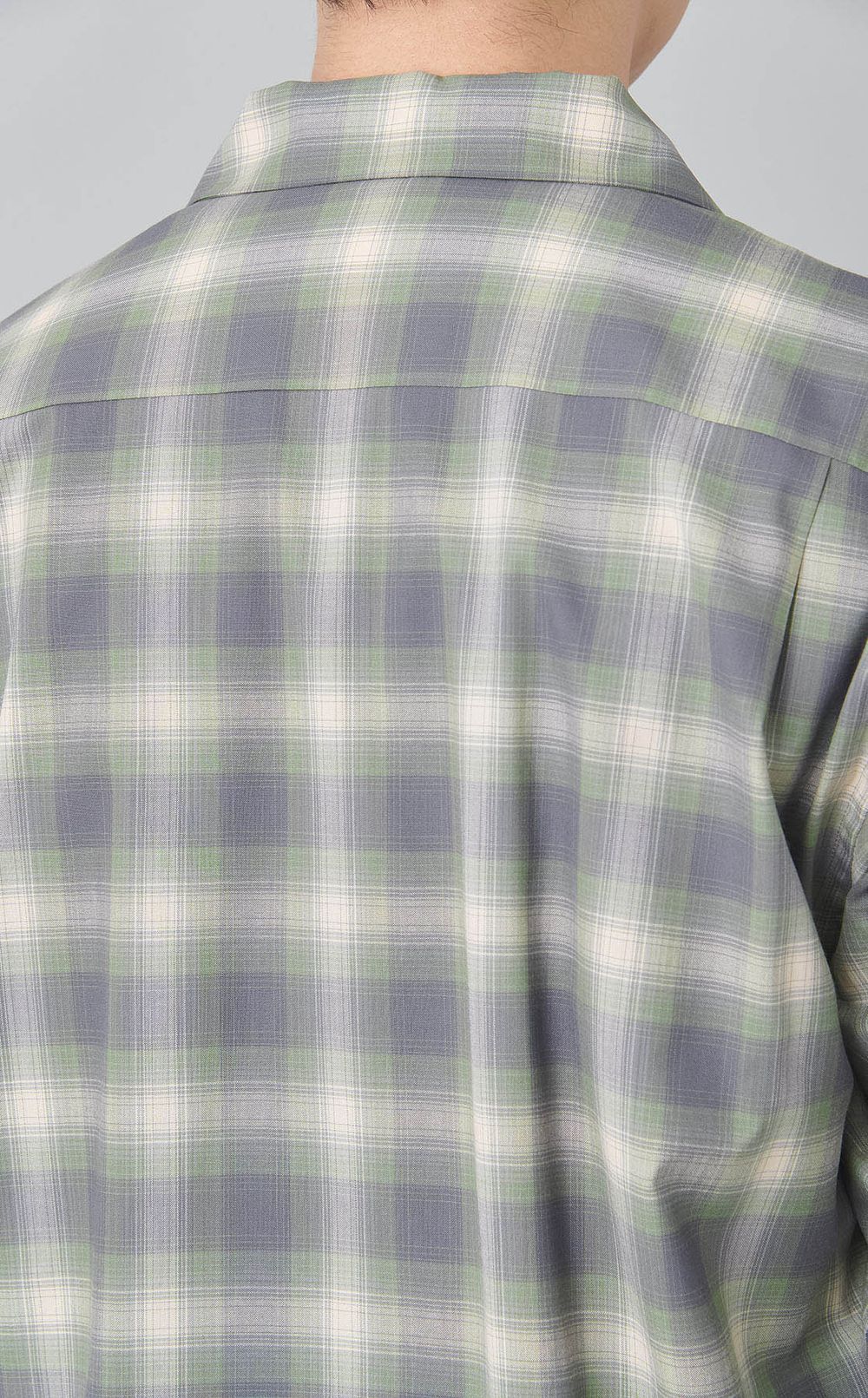 オンブレチェックオープンカラーシャツ