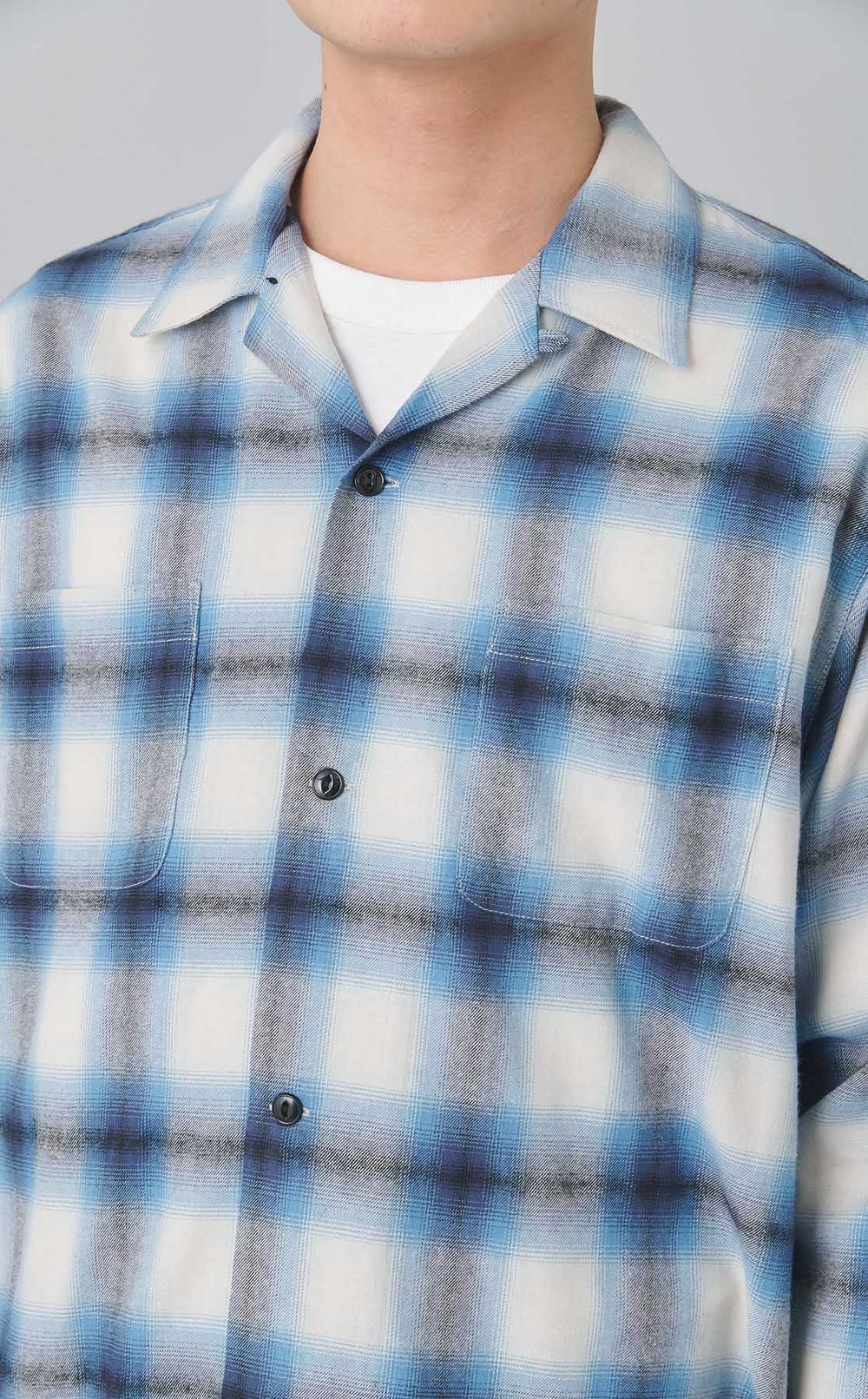 オンブレチェックロングスリーブシャツ