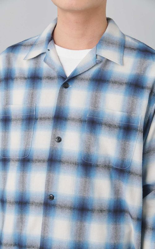 オンブレチェックロングスリーブシャツ