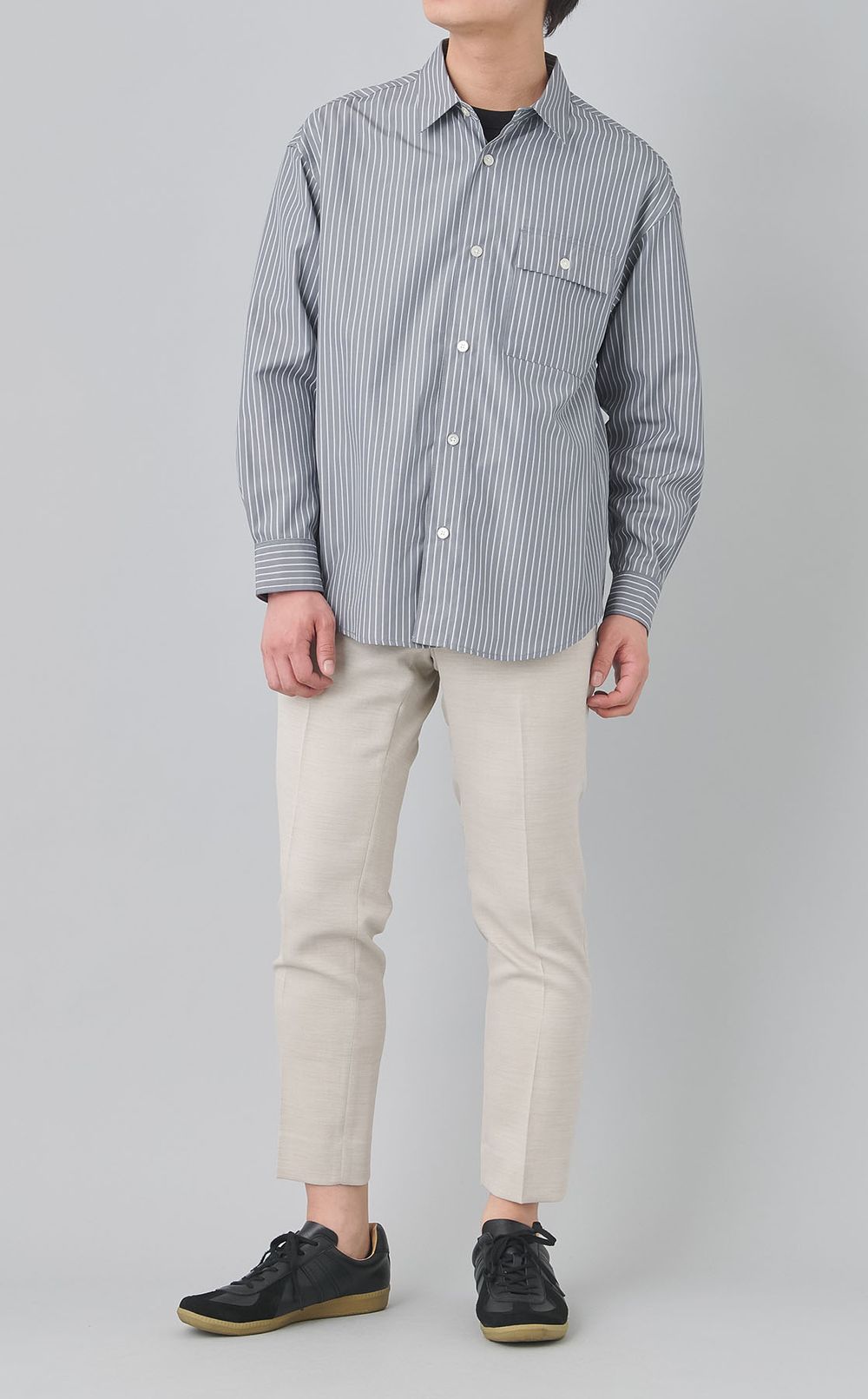 ストライプパッチポケットシャツ