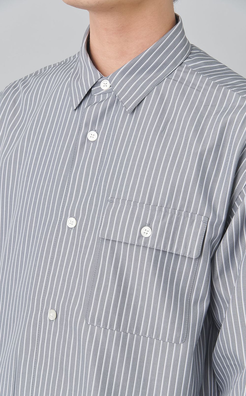 ストライプパッチポケットシャツ