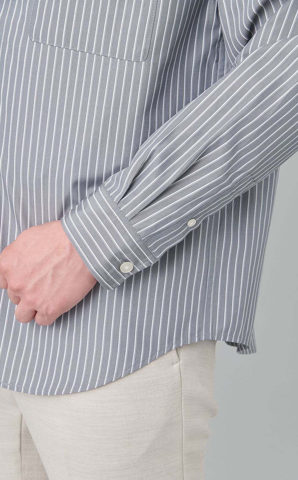 ストライプパッチポケットシャツ