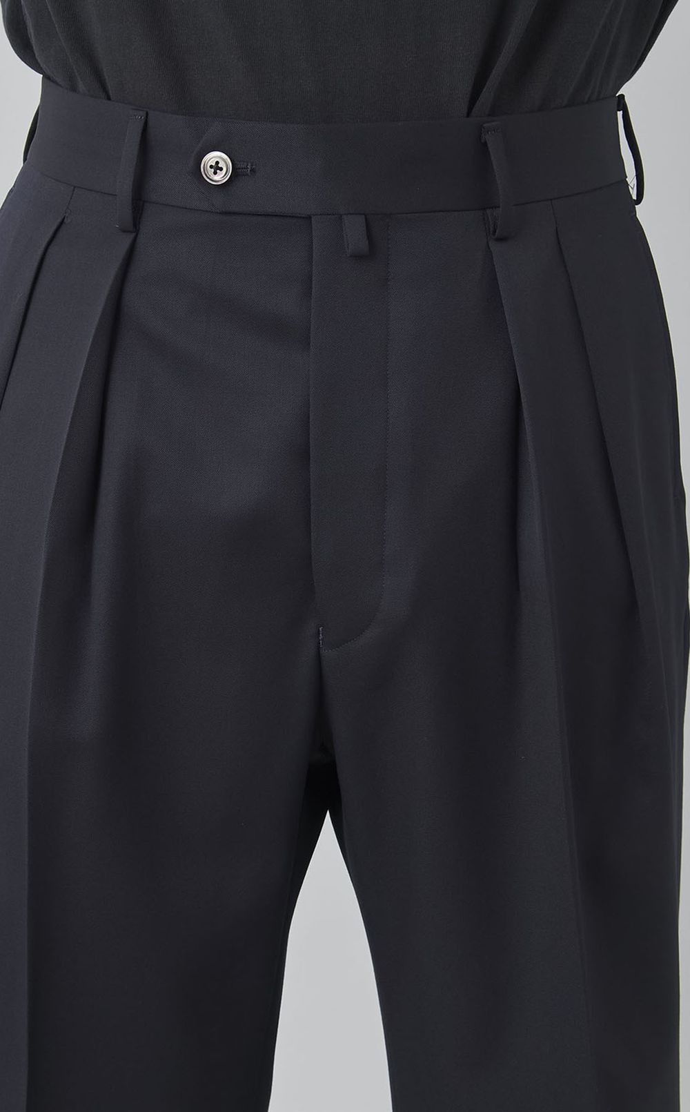 ウールギャバジン2タックワイドパンツ