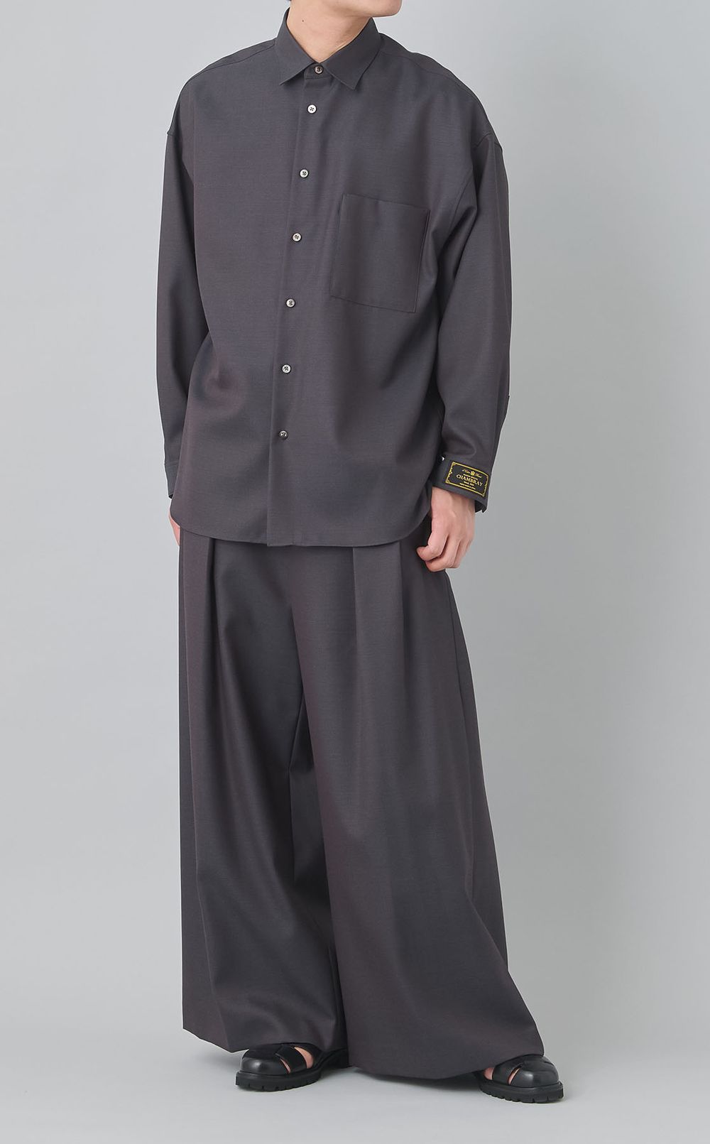 シャンブレーウールシャツ