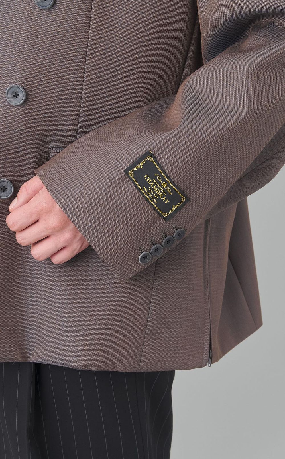 シャンブレーウールダブルジャケット