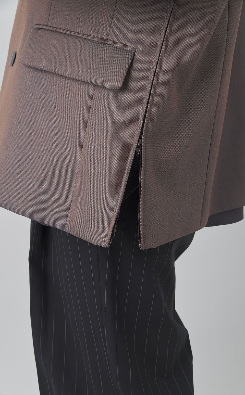 シャンブレーウールダブルジャケット