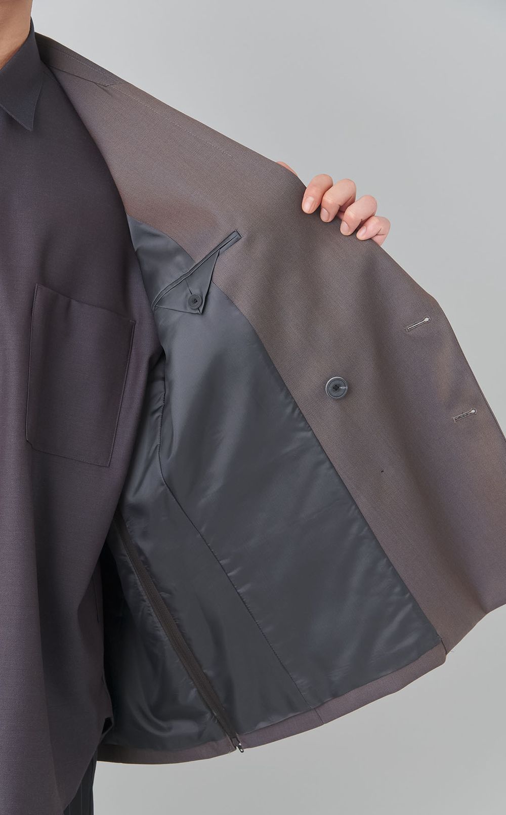 シャンブレーウールダブルジャケット