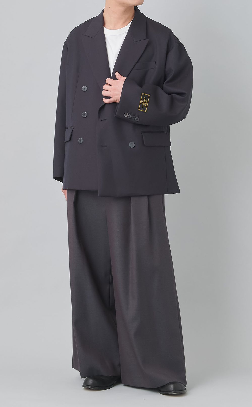 シャンブレーウールダブルジャケット