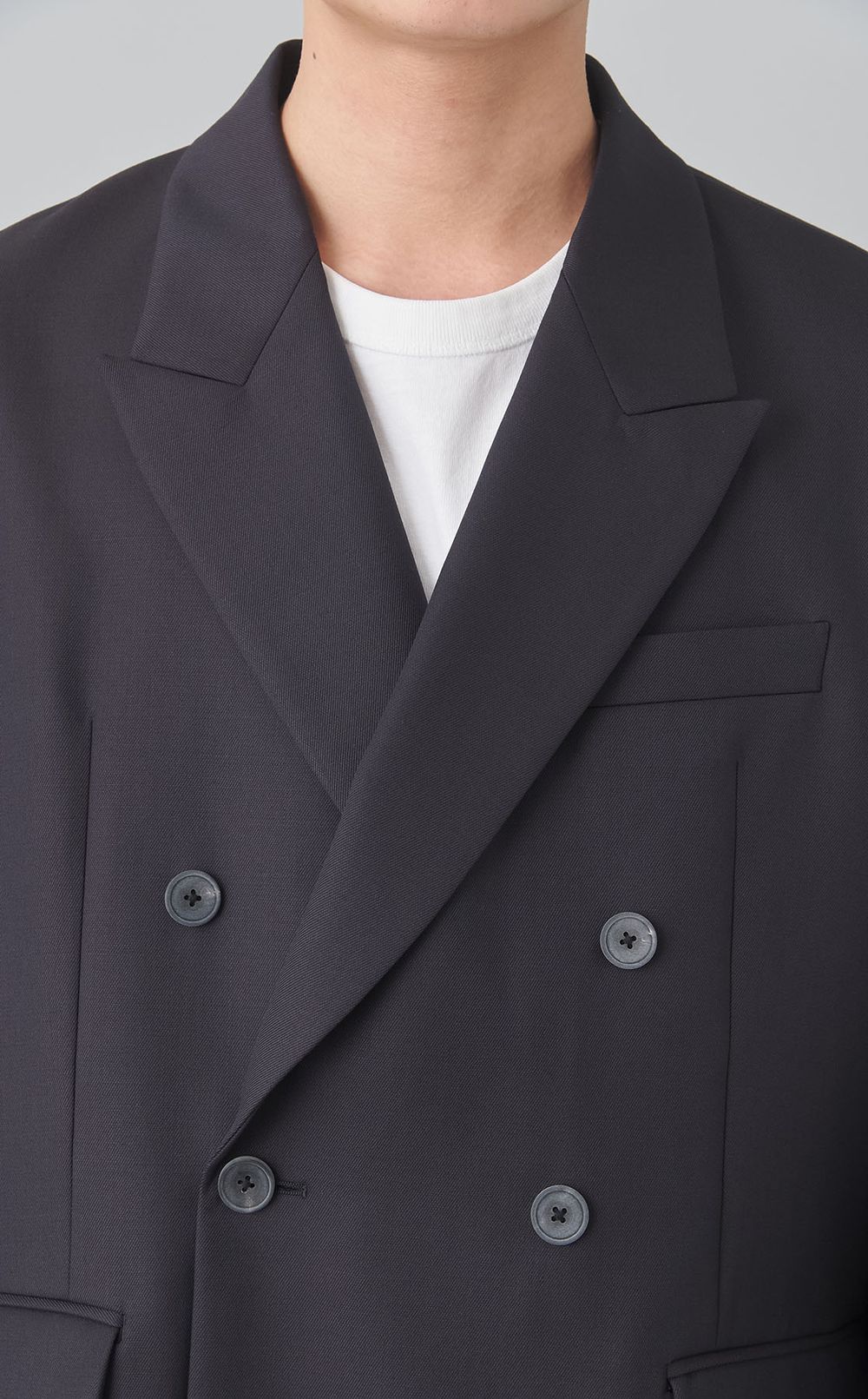 シャンブレーウールダブルジャケット