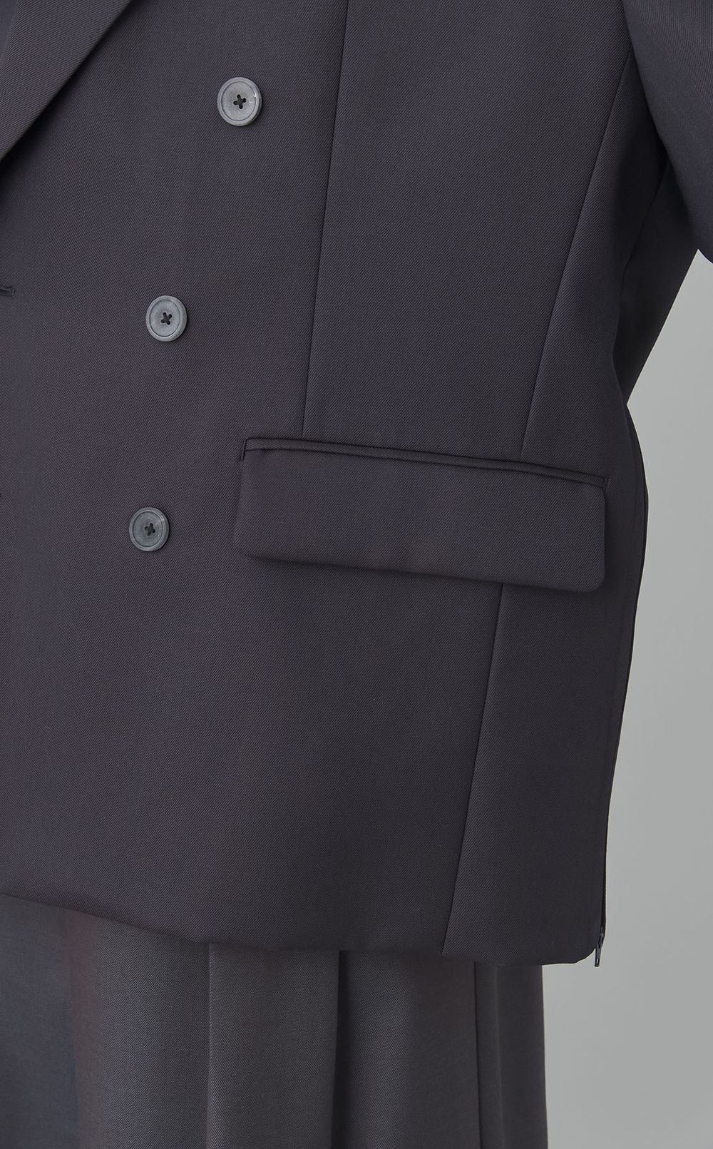 シャンブレーウールダブルジャケット