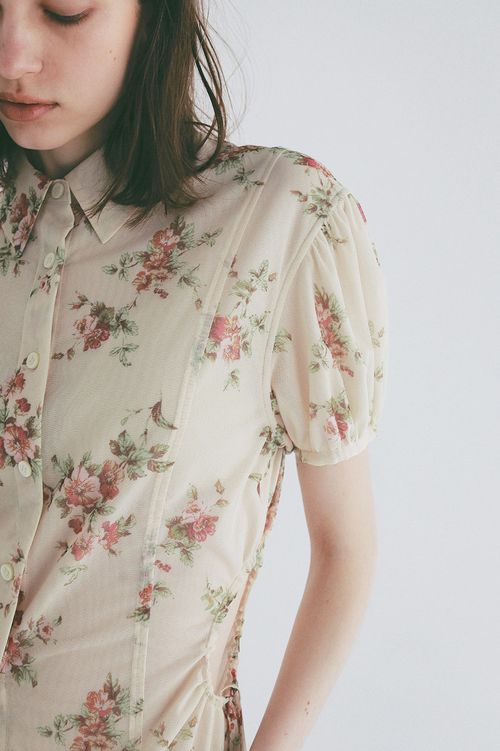 フラワーサイドシャーリングシャツ