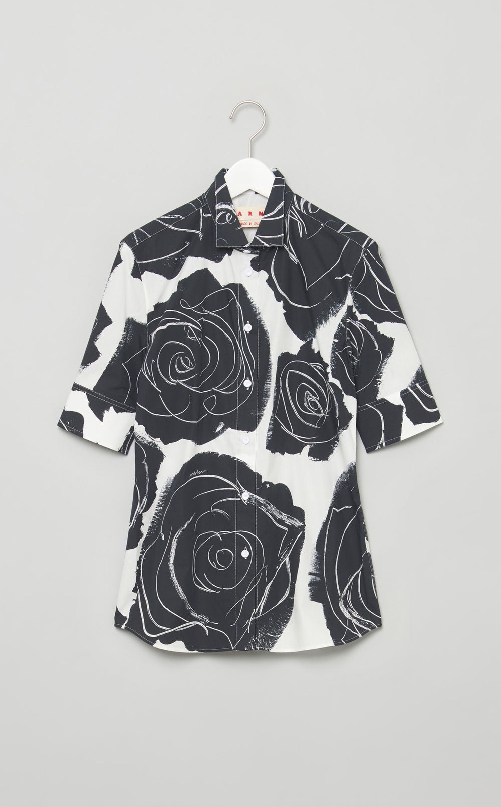 ローズプリントショートスリーブブラウス