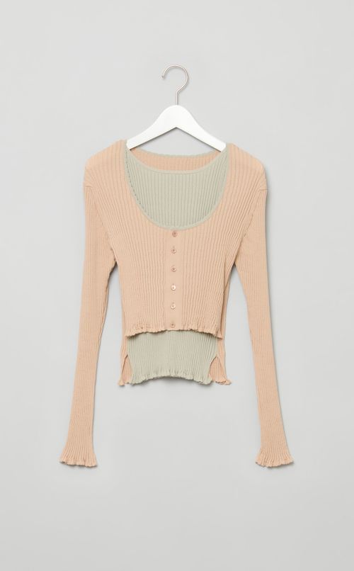 ハイゲージリブ2wayカーディガン