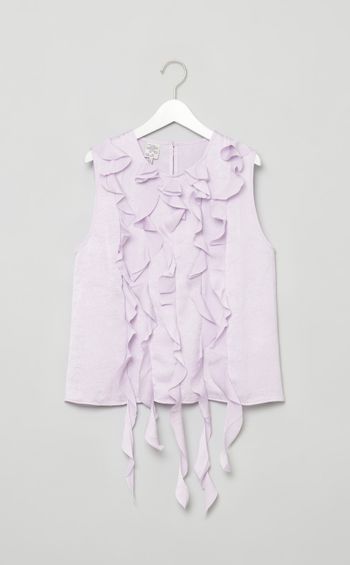 クリンクルサテンノースリーブブラウス