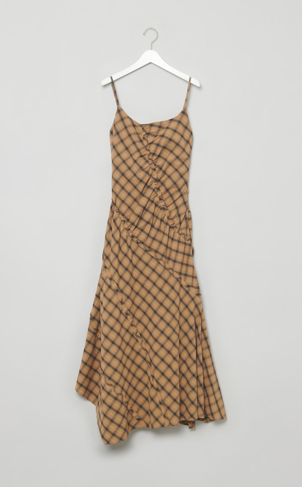 チェックコンビフリルワンピース