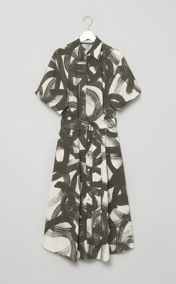 プリントスクエアスリーブドレス