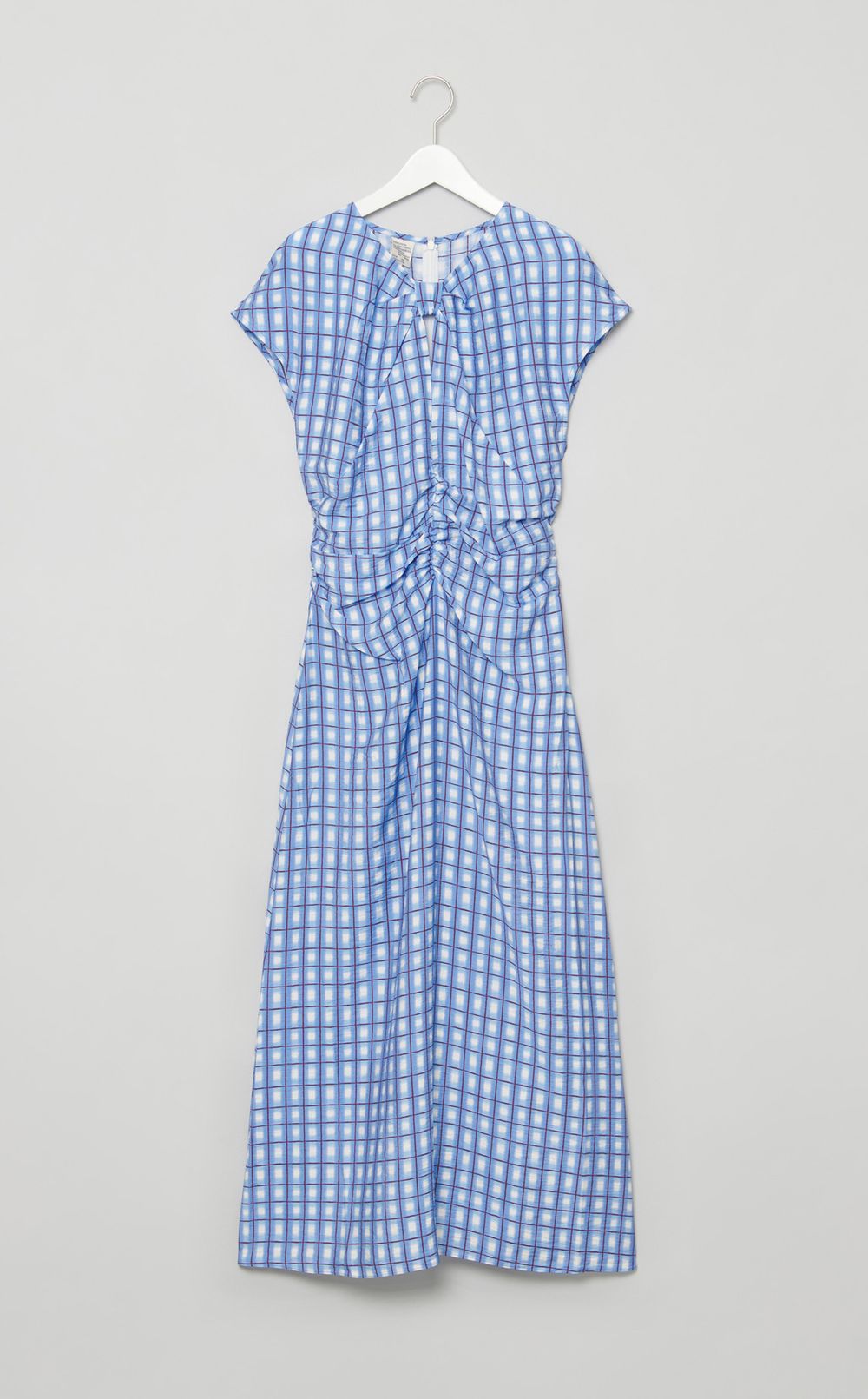 チェックプリントギャザーウエストワンピース