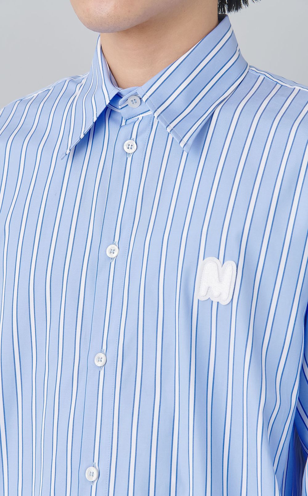 ストライプワンポイントシャツ