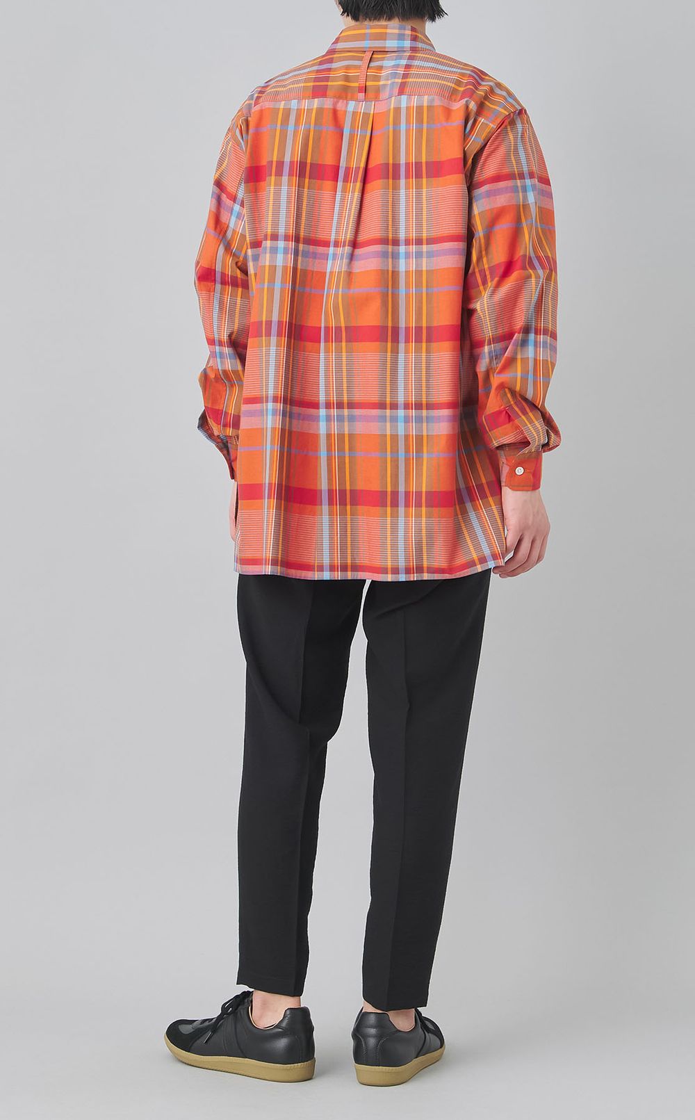 コットンチェックスクエアヘムシャツ