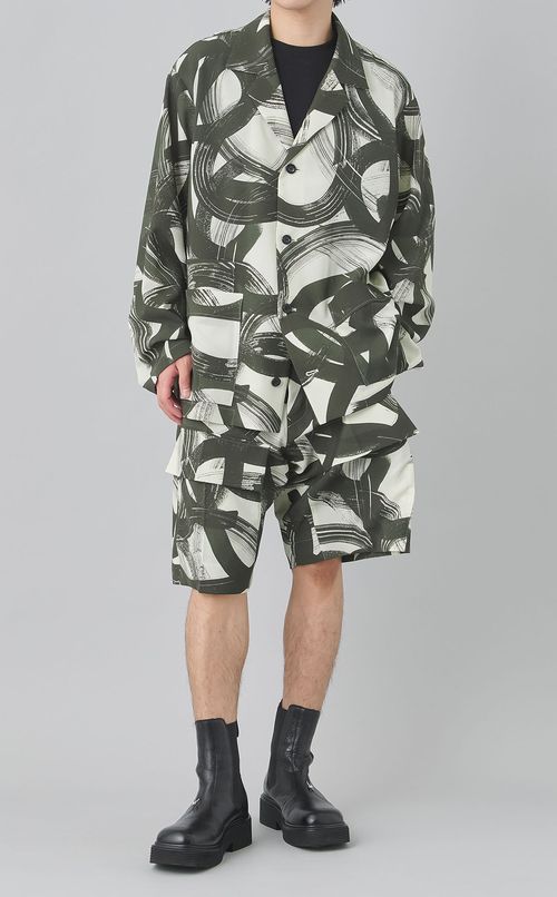 プリントオープンカラーシャツブルゾン