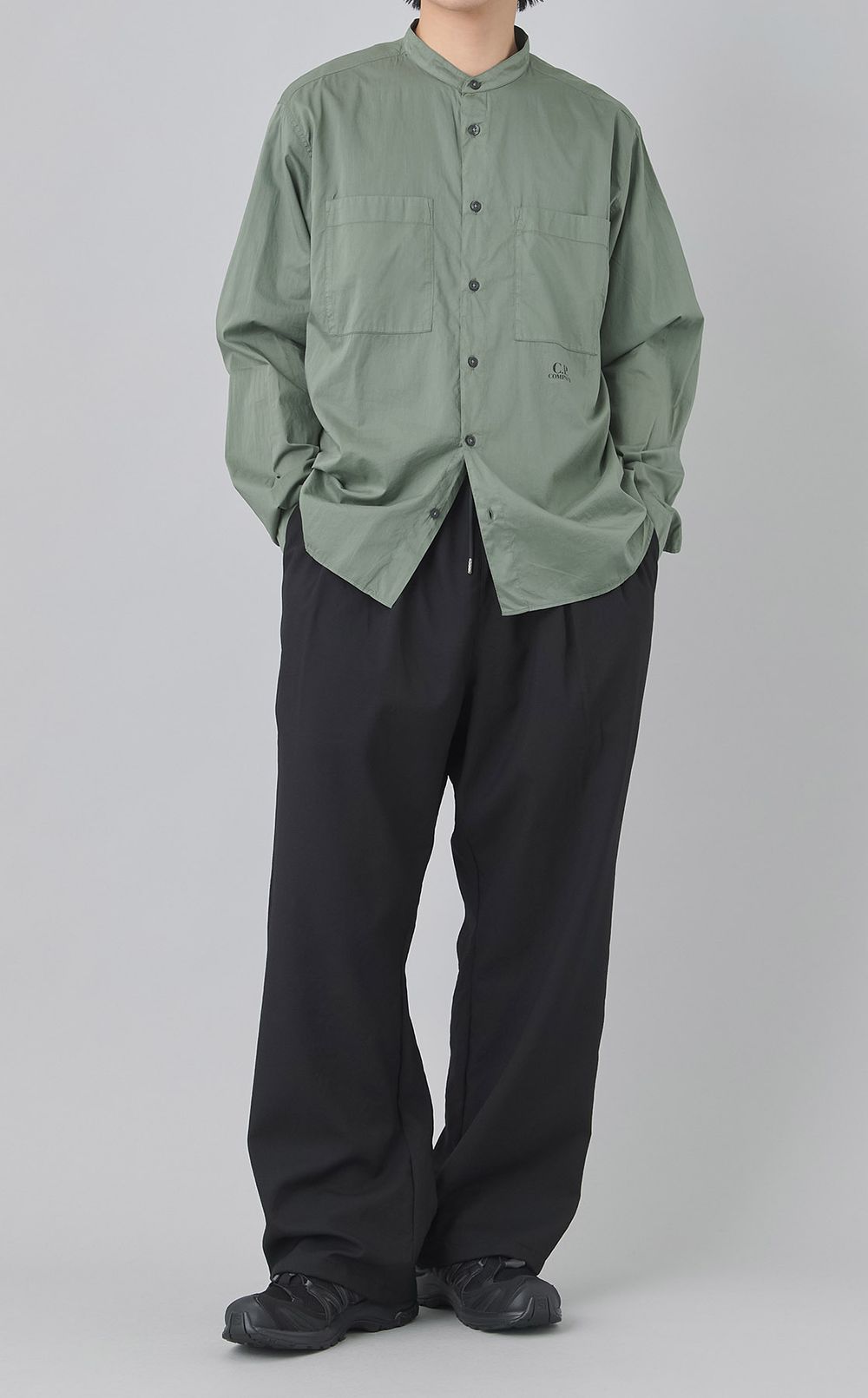 バンドカラーライトシャツ