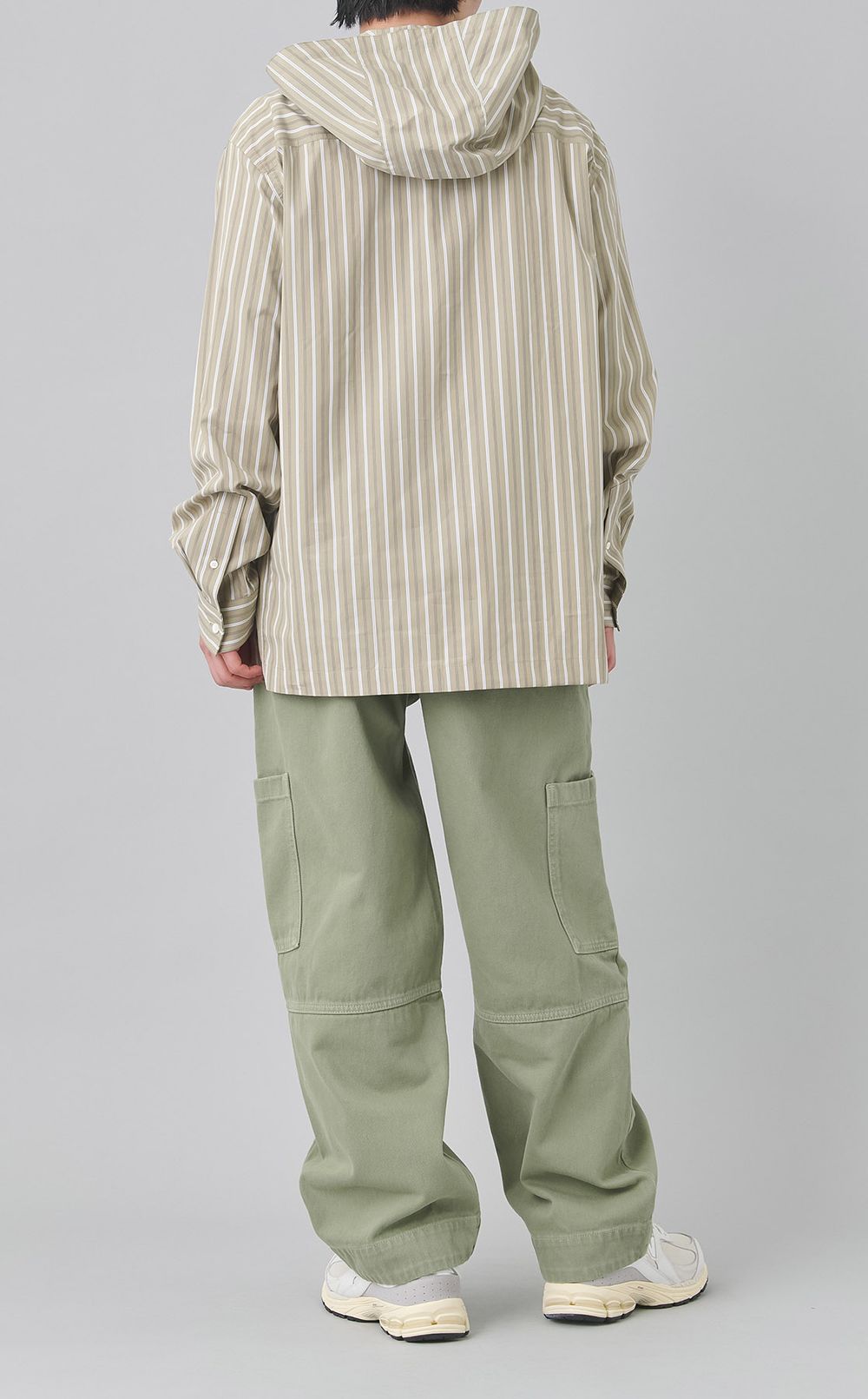 ストライプフーディシャツ