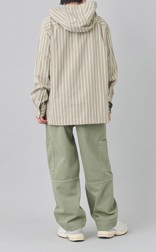 ストライプフーディシャツ