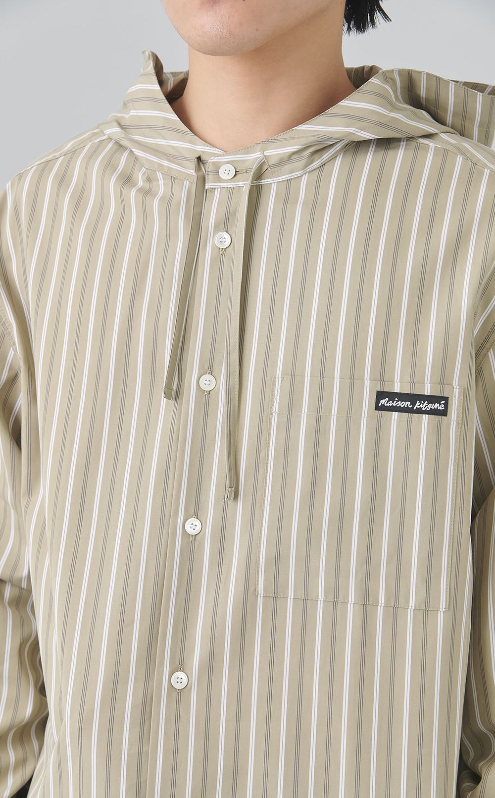 ストライプフーディシャツ