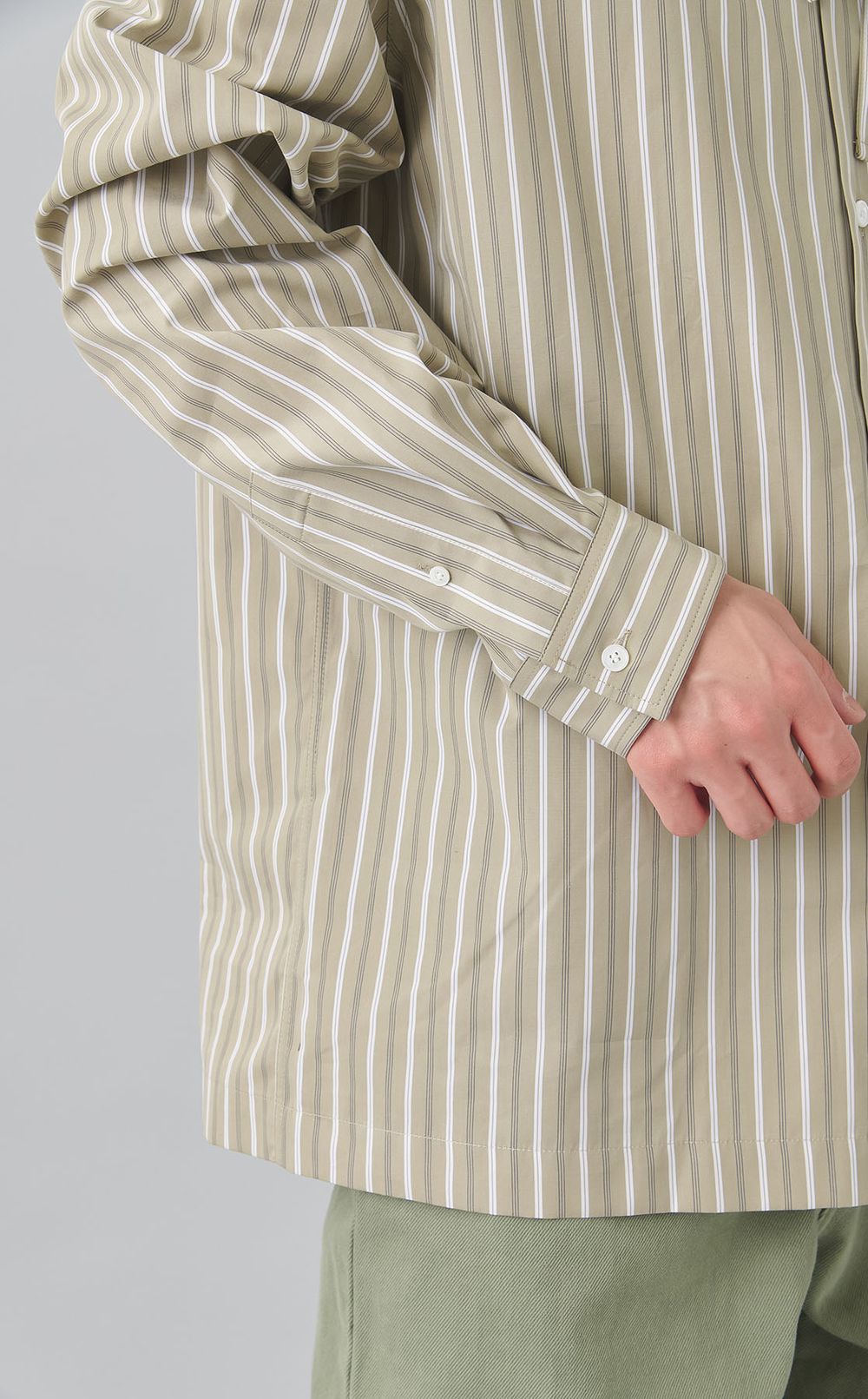 ストライプフーディシャツ