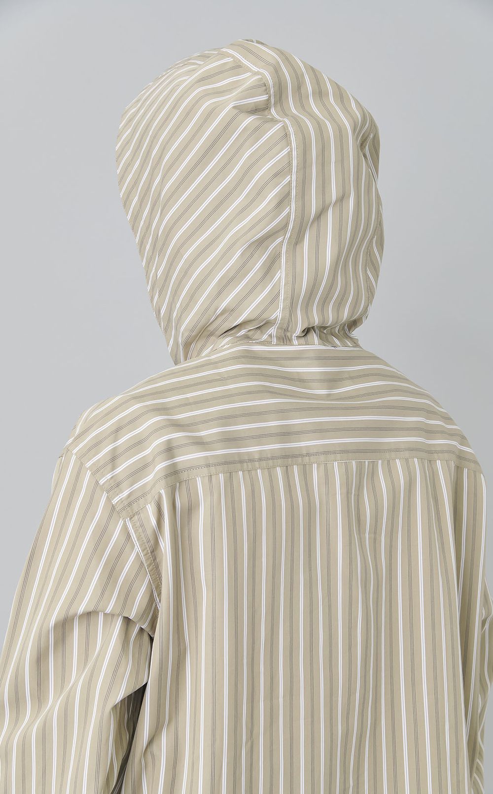 ストライプフーディシャツ