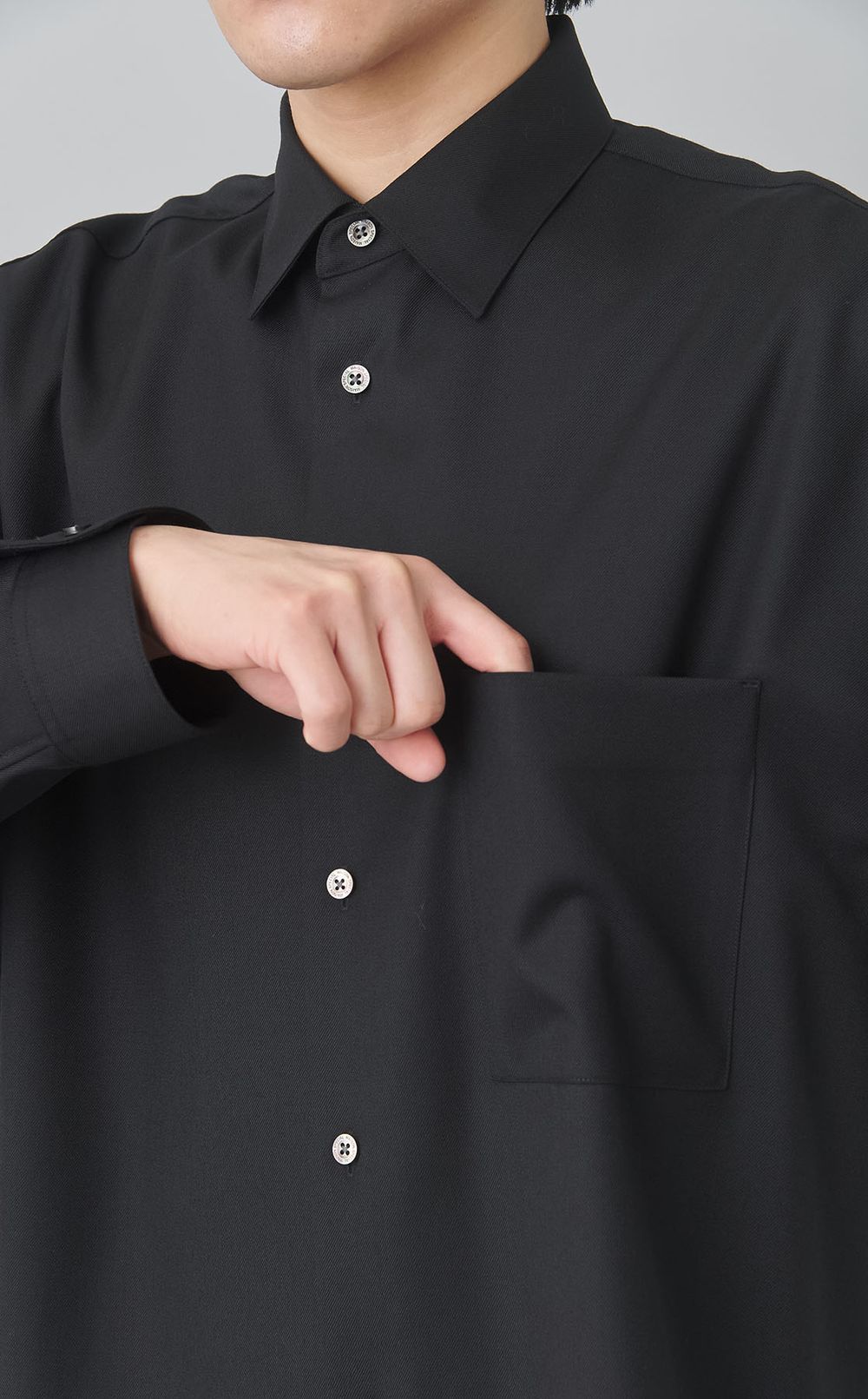 シャンブレーウールシャツ