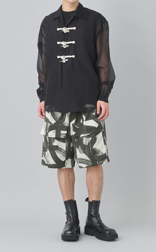 フラワートグルオーガンジーシャツ