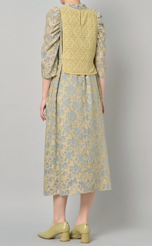 2way異素材ギャザースリーブドレス