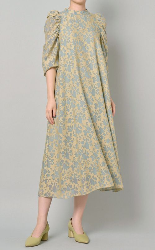 2way異素材ギャザースリーブドレス