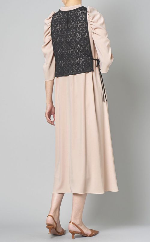 2way異素材ギャザースリーブドレス